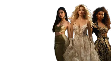 Изображение трех элегантно одетых женщин, символизирующих роскошные бонусы и привилегии, предлагаемые в Онлайн казино Лекс.